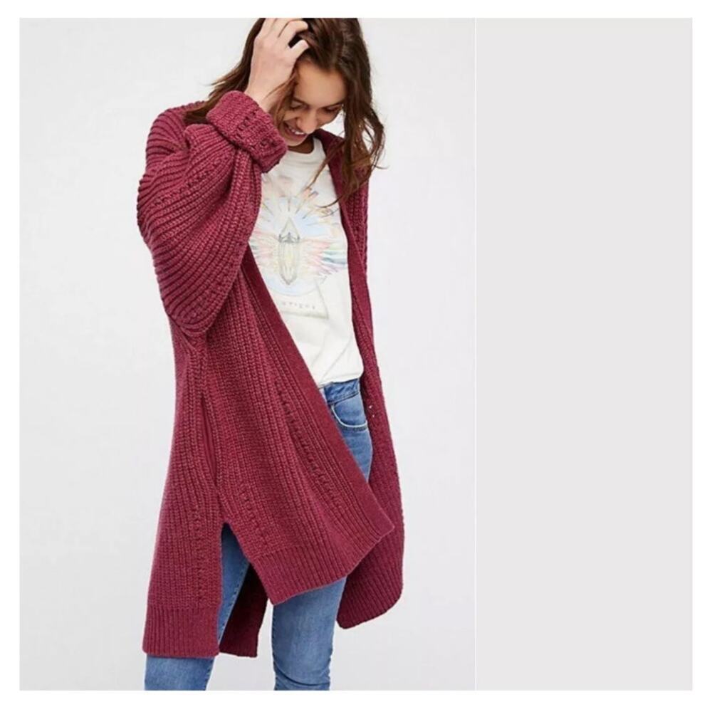 Free People Burgundy Knit Sweater